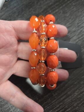 224# Paparazzi Orange Beaded Stretch Bracelet Set